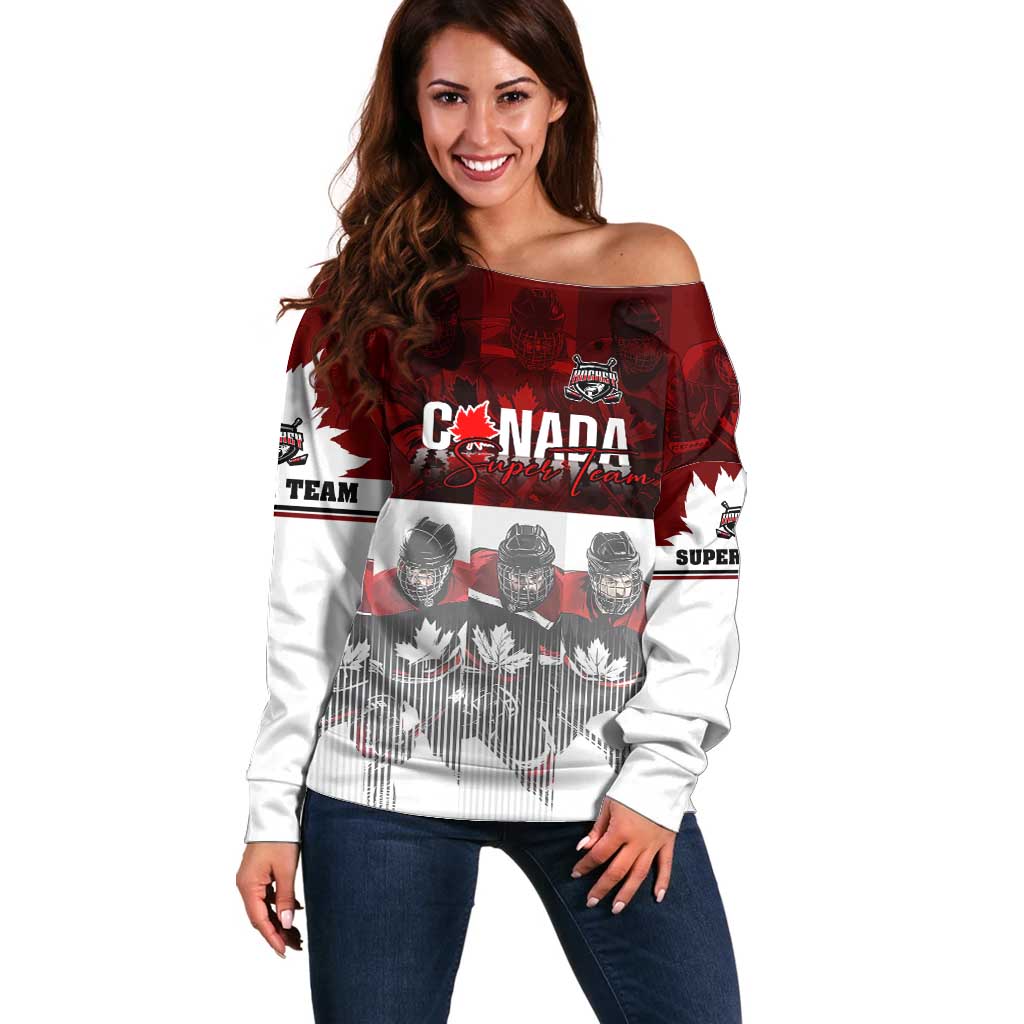 Canada Super Team Off Shoulder Sweater Dynamic Ice Hockey Legacy