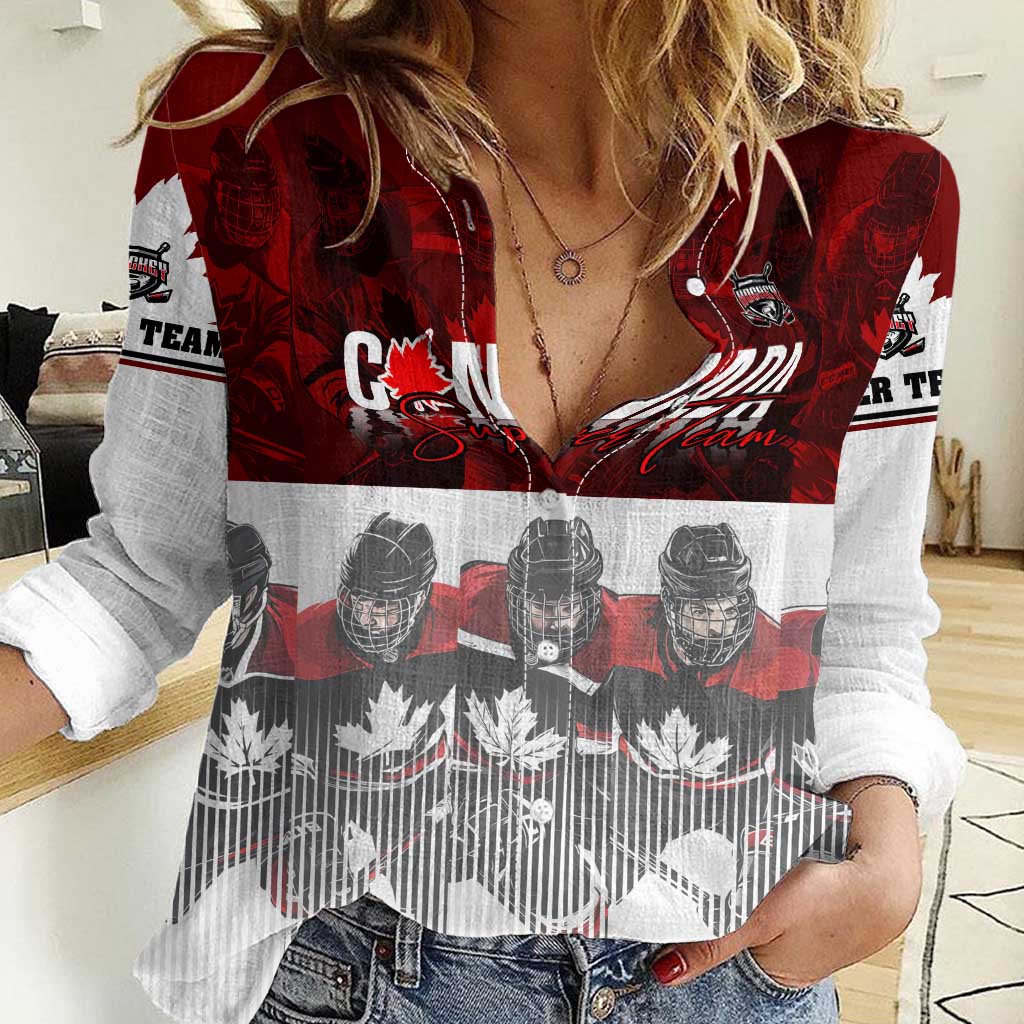 Canada Super Team Women Casual Shirt Dynamic Ice Hockey Legacy