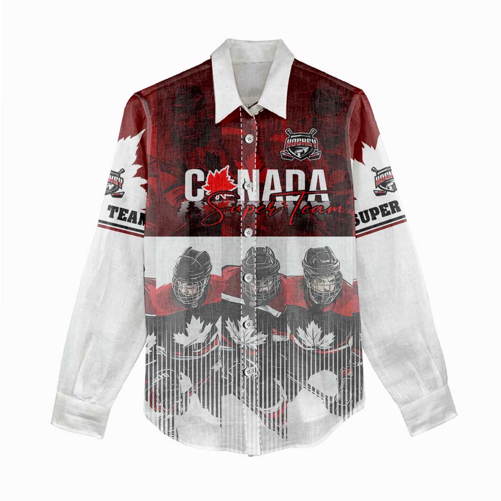 Canada Super Team Women Casual Shirt Dynamic Ice Hockey Legacy