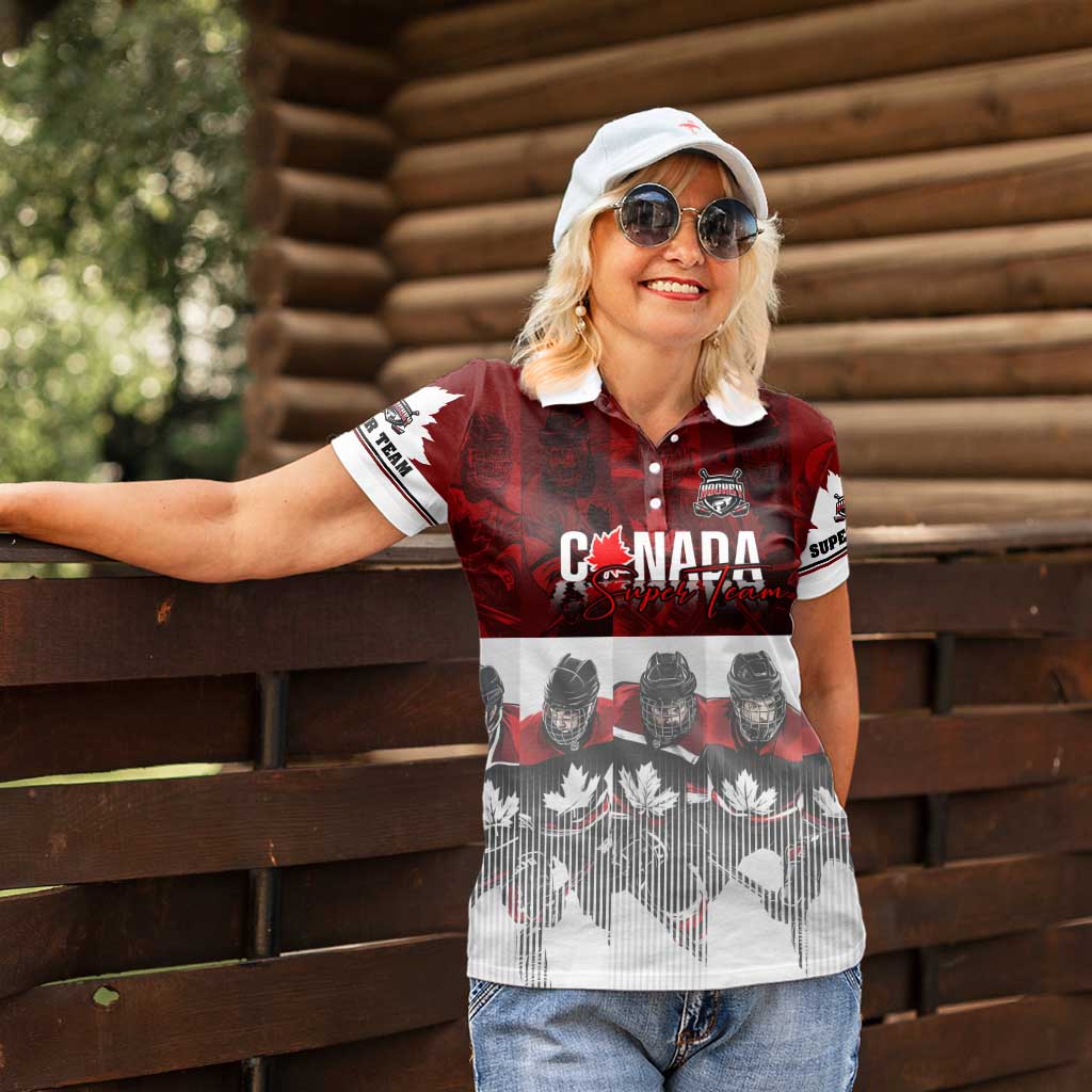 Canada Super Team Women Polo Shirt Dynamic Ice Hockey Legacy