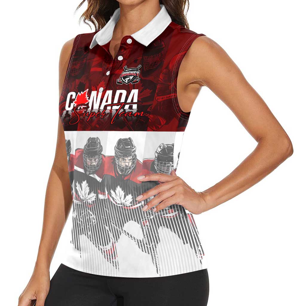 Canada Super Team Women Sleeveless Polo Shirt Dynamic Ice Hockey Legacy