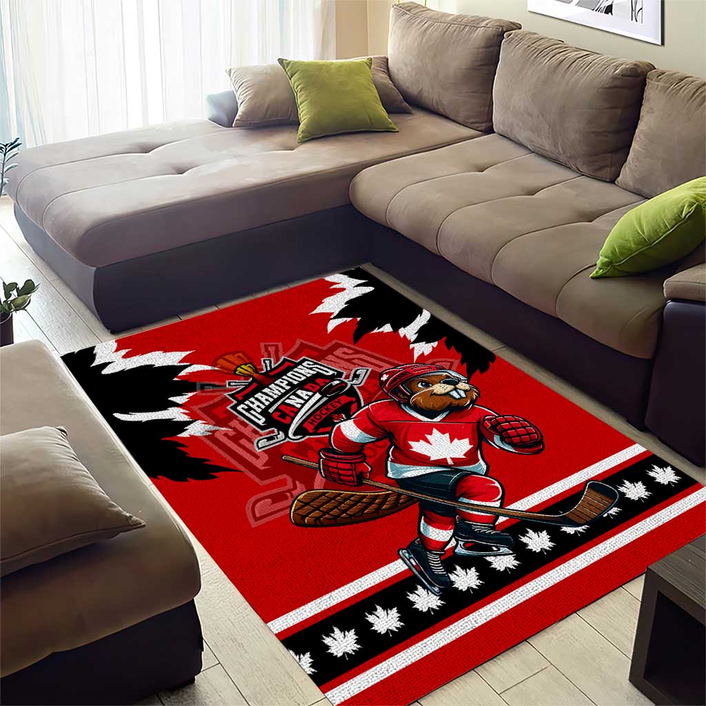 Champions Canada Hockey Area Rug Fierce Beaver on Ice