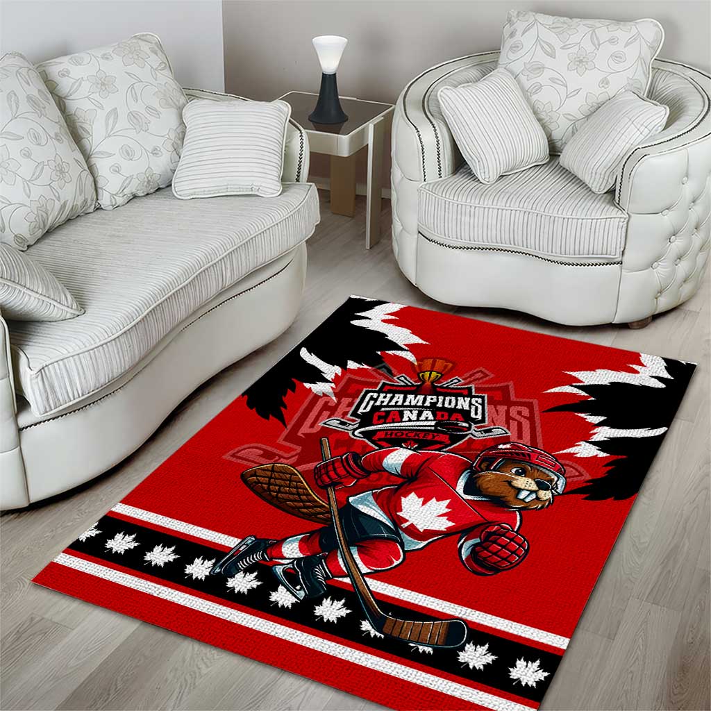 Champions Canada Hockey Area Rug Fierce Beaver on Ice