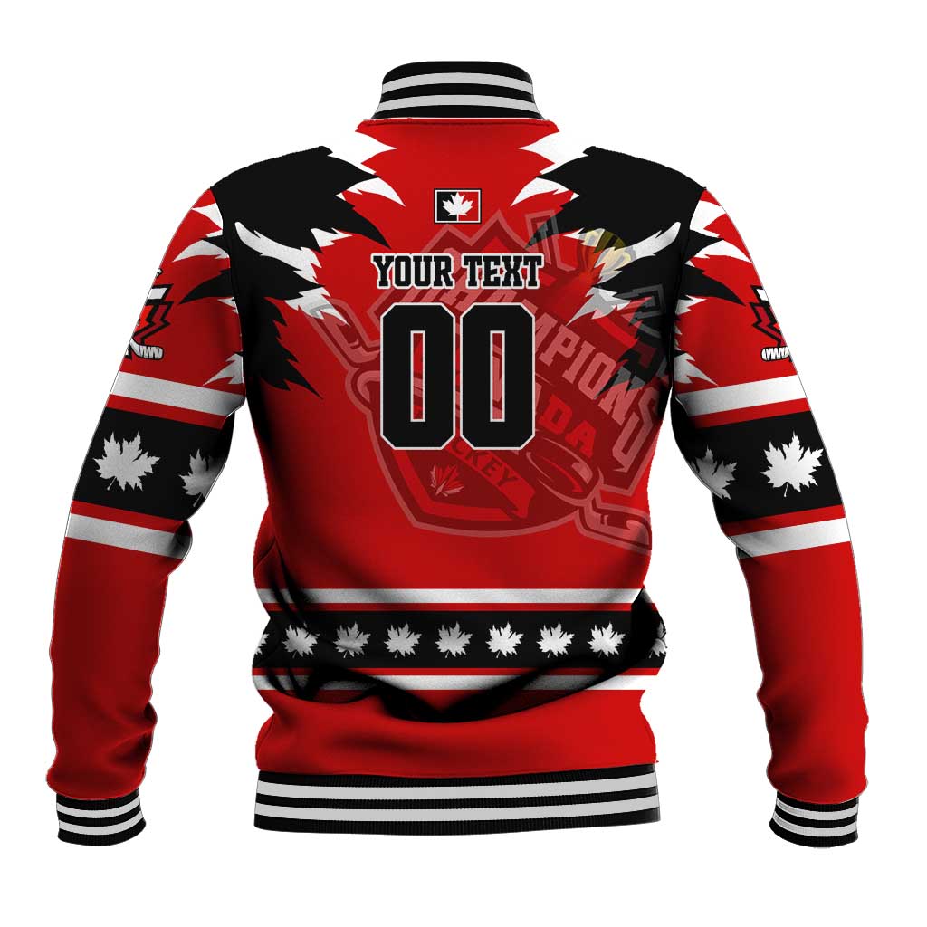 Personalized Champions Canada Hockey Baseball Jacket Fierce Beaver on Ice