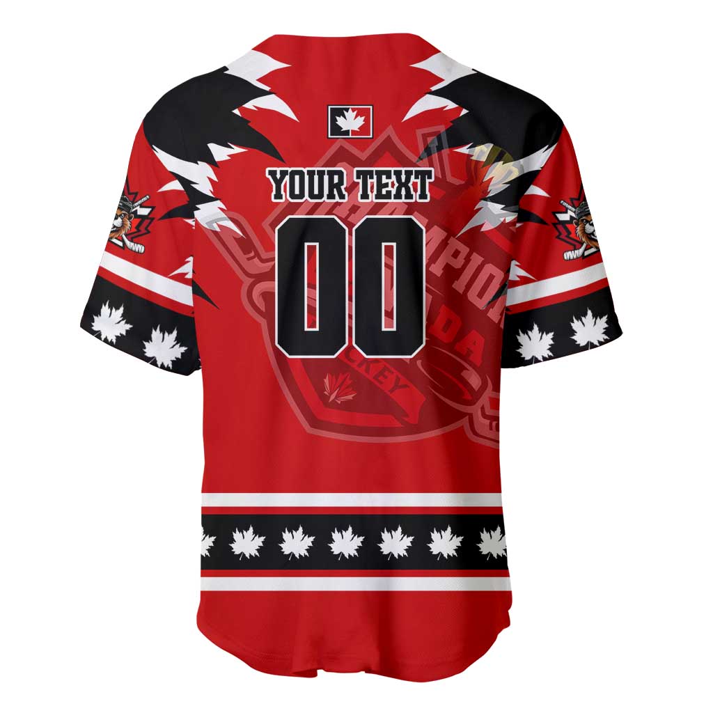 Personalized Champions Canada Hockey Baseball Jersey Fierce Beaver on Ice