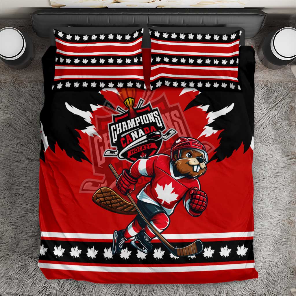 Champions Canada Hockey Bedding Set Fierce Beaver on Ice
