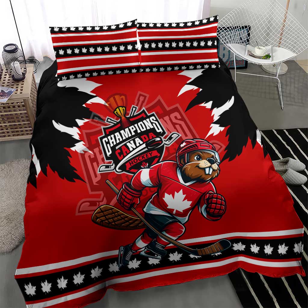 Champions Canada Hockey Bedding Set Fierce Beaver on Ice