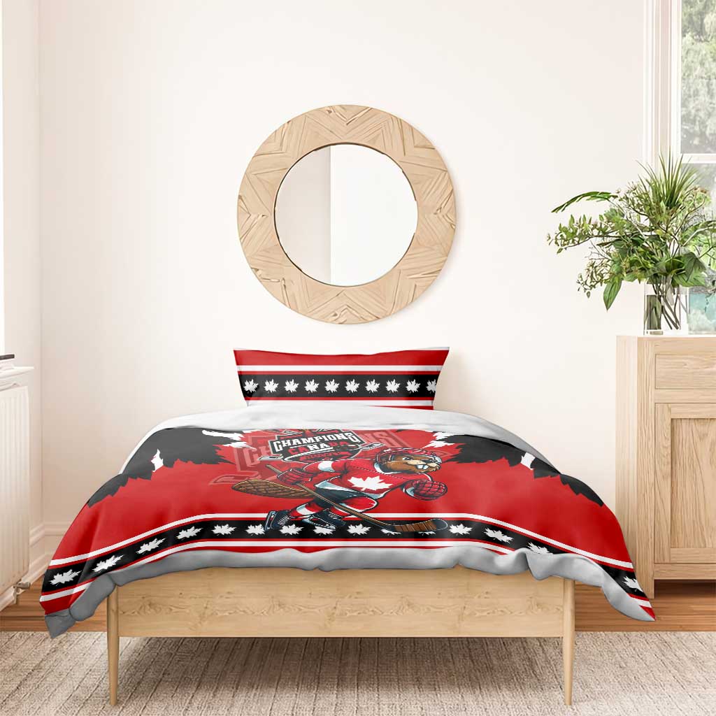 Champions Canada Hockey Bedding Set Fierce Beaver on Ice