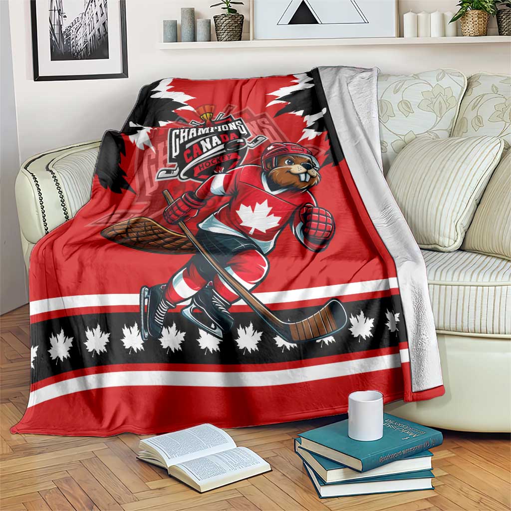 Champions Canada Hockey Blanket Fierce Beaver on Ice