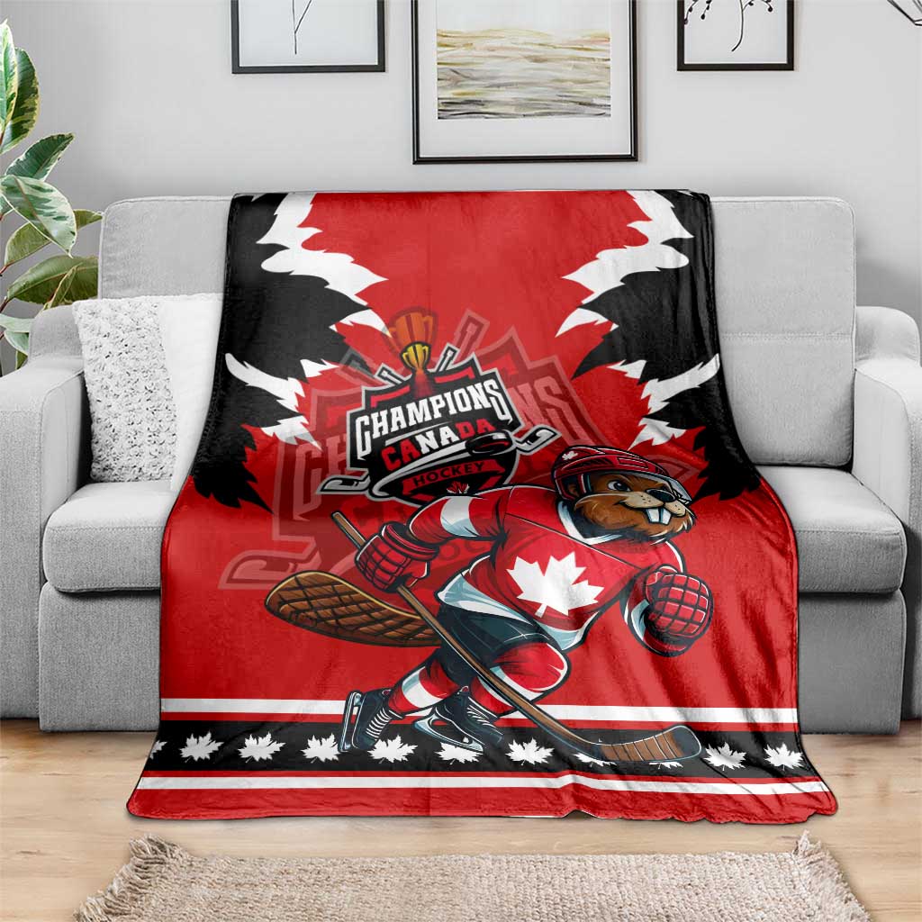 Champions Canada Hockey Blanket Fierce Beaver on Ice