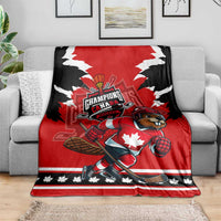 Champions Canada Hockey Blanket Fierce Beaver on Ice
