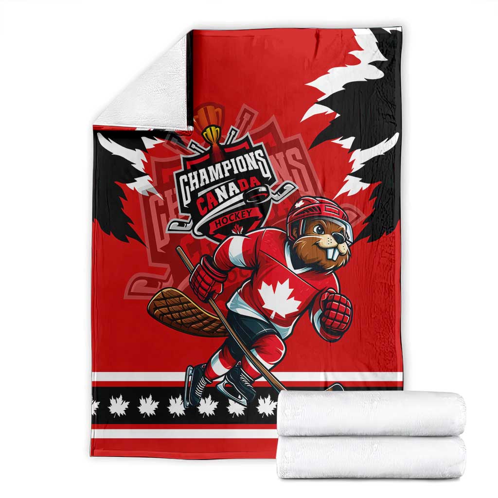 Champions Canada Hockey Blanket Fierce Beaver on Ice