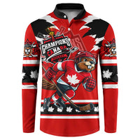 Personalized Champions Canada Hockey Button Sweatshirt Fierce Beaver on Ice