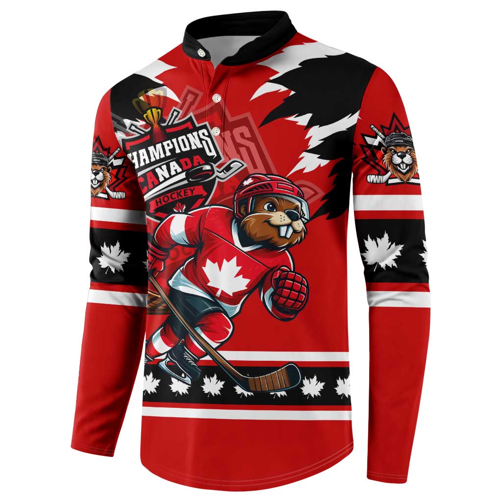 Personalized Champions Canada Hockey Button Sweatshirt Fierce Beaver on Ice