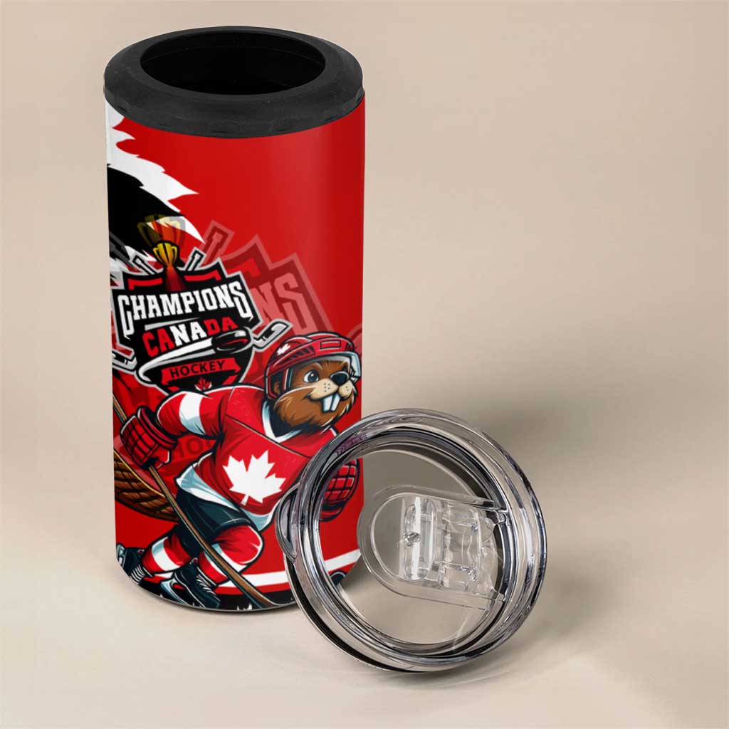 Champions Canada Hockey 4 in 1 Can Cooler Tumbler Fierce Beaver on Ice