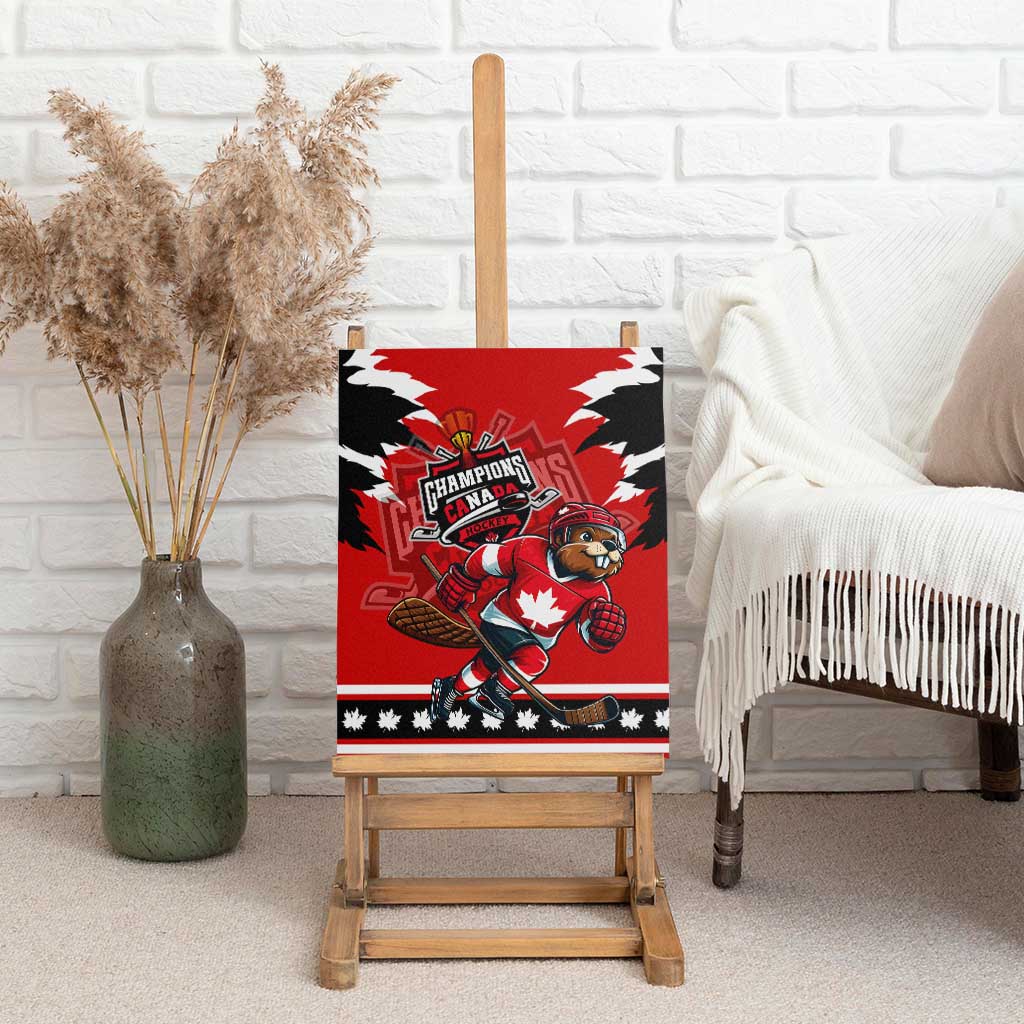 Champions Canada Hockey Canvas Wall Art Fierce Beaver on Ice