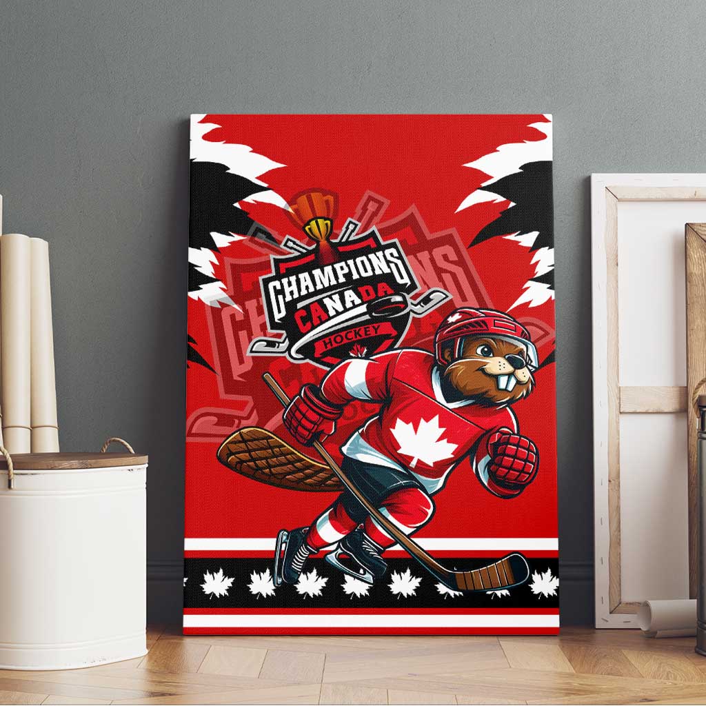 Champions Canada Hockey Canvas Wall Art Fierce Beaver on Ice
