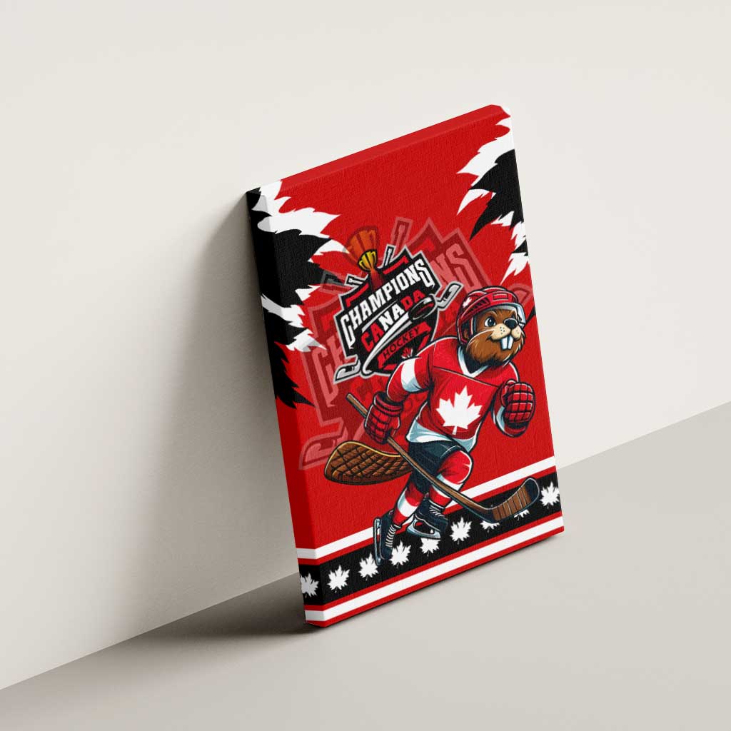 Champions Canada Hockey Canvas Wall Art Fierce Beaver on Ice