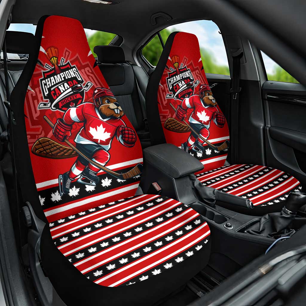 Champions Canada Hockey Car Seat Cover Fierce Beaver on Ice