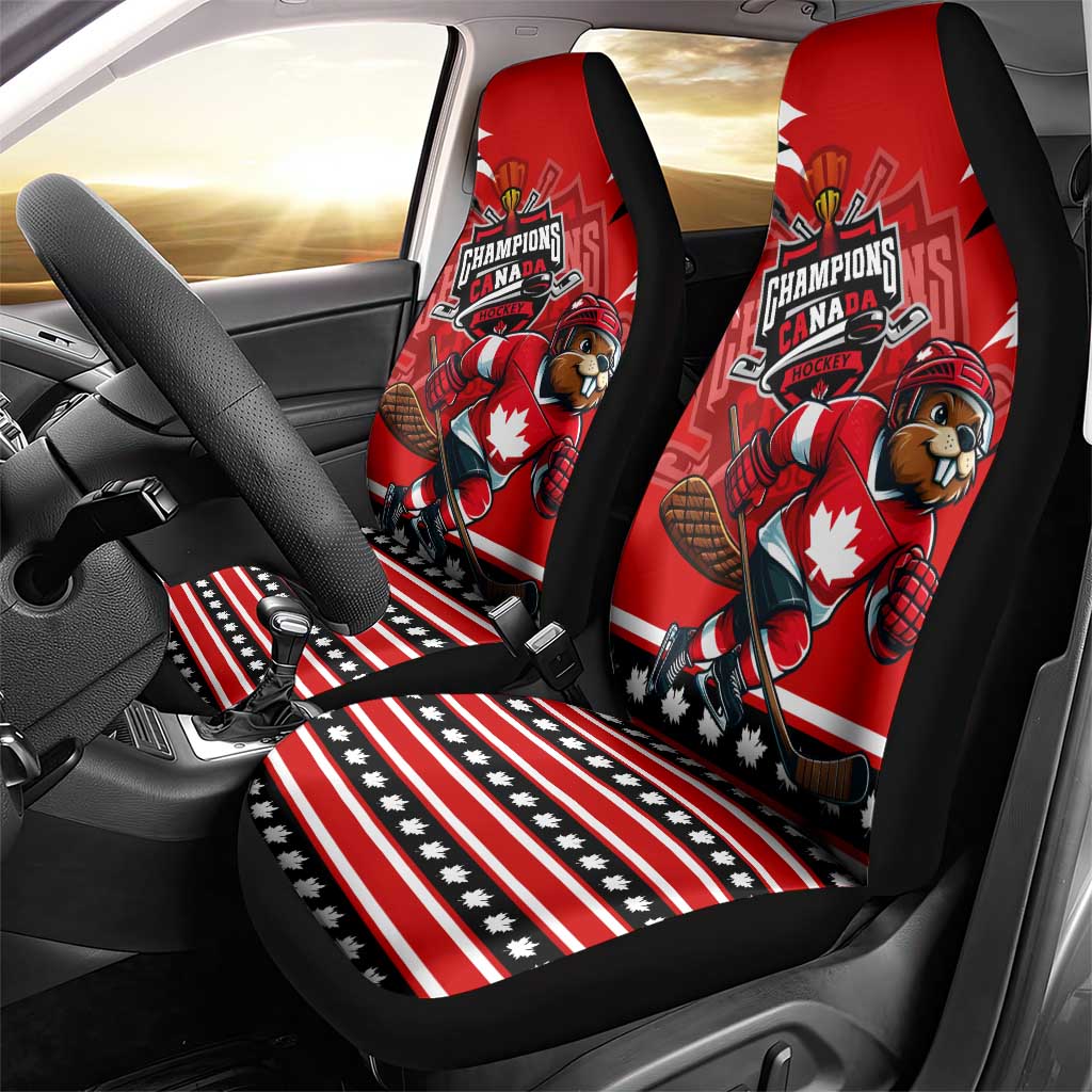 Champions Canada Hockey Car Seat Cover Fierce Beaver on Ice