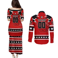 Personalized Champions Canada Hockey Couples Matching Puletasi and Long Sleeve Button Shirt Fierce Beaver on Ice