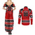 Personalized Champions Canada Hockey Couples Matching Summer Maxi Dress and Long Sleeve Button Shirt Fierce Beaver on Ice
