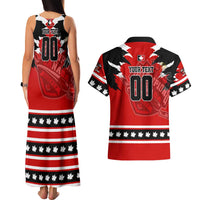 Personalized Champions Canada Hockey Couples Matching Tank Maxi Dress and Hawaiian Shirt Fierce Beaver on Ice