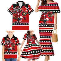 Personalized Champions Canada Hockey Family Matching Mermaid Dress and Hawaiian Shirt Fierce Beaver on Ice
