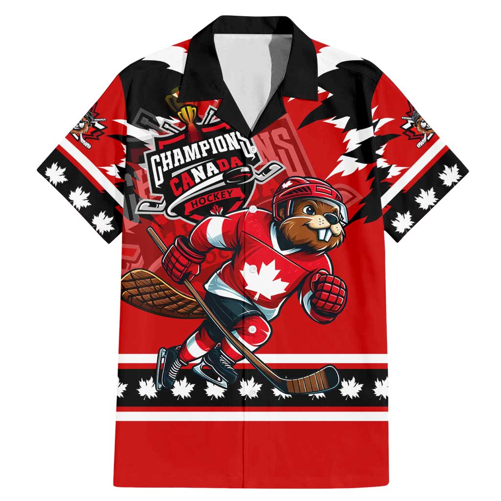 Personalized Champions Canada Hockey Family Matching Mermaid Dress and Hawaiian Shirt Fierce Beaver on Ice