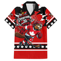 Personalized Champions Canada Hockey Family Matching Puletasi and Hawaiian Shirt Fierce Beaver on Ice