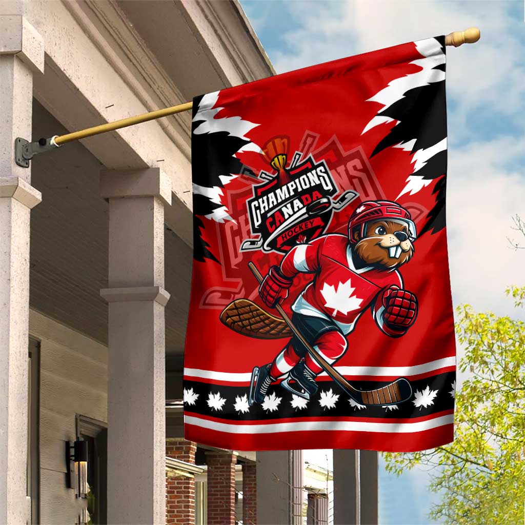 Champions Canada Hockey Garden Flag Fierce Beaver on Ice