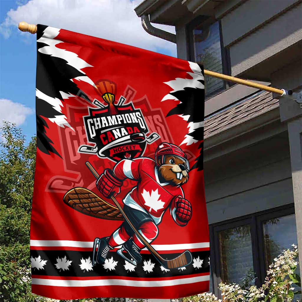 Champions Canada Hockey Garden Flag Fierce Beaver on Ice