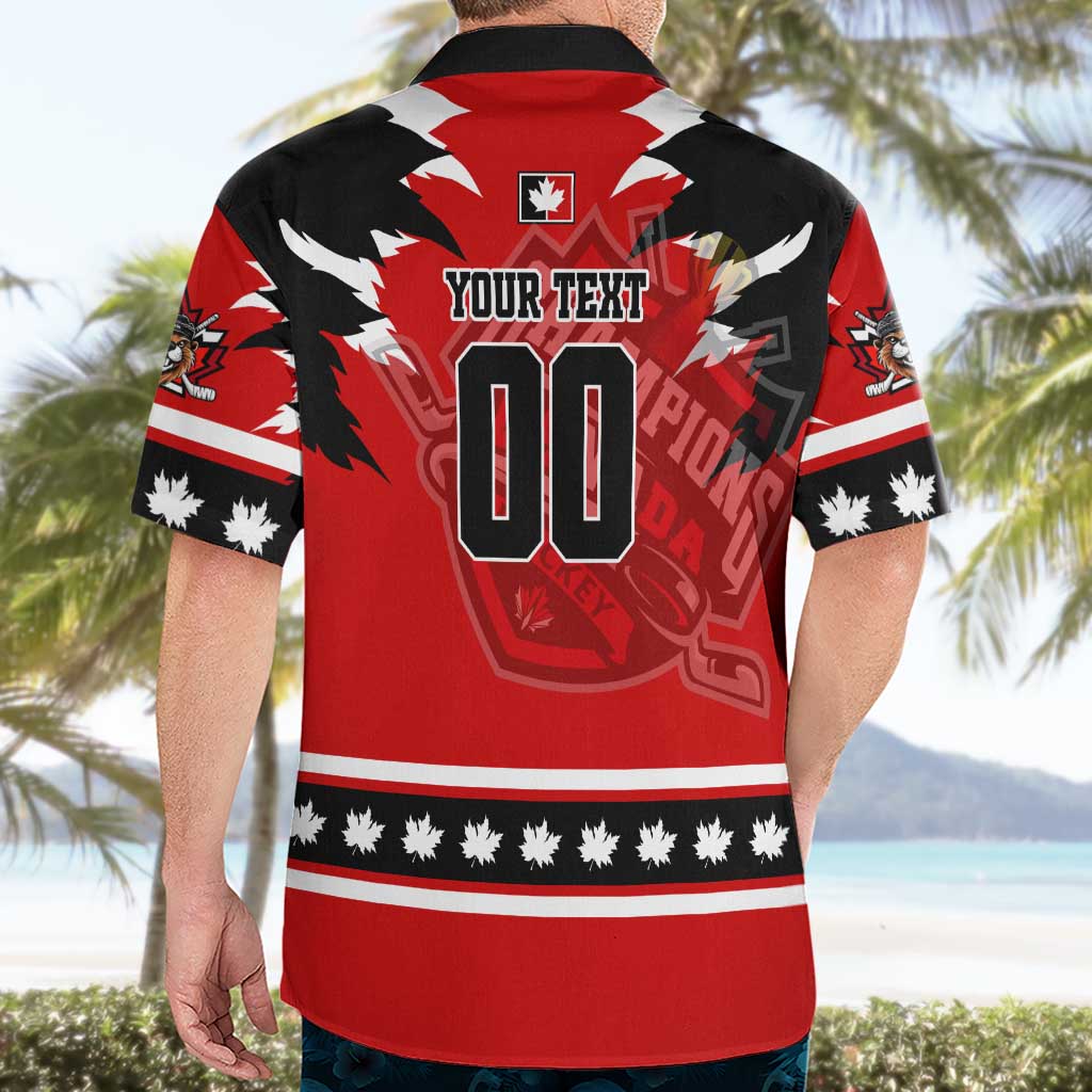 Personalized Champions Canada Hockey Hawaiian Shirt Fierce Beaver on Ice