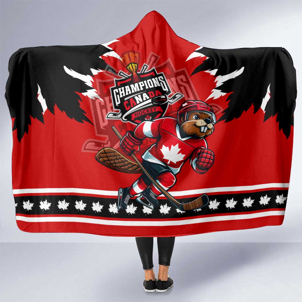 Champions Canada Hockey Hooded Blanket Fierce Beaver on Ice