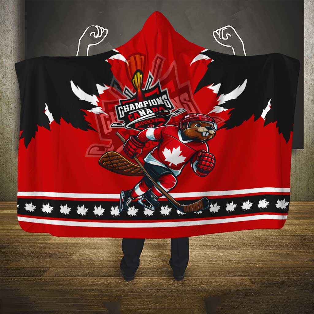 Champions Canada Hockey Hooded Blanket Fierce Beaver on Ice