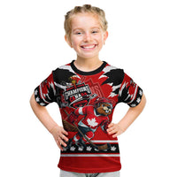 Personalized Champions Canada Hockey Kid T Shirt Fierce Beaver on Ice