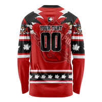 Personalized Champions Canada Hockey Long Sleeve Shirt Fierce Beaver on Ice