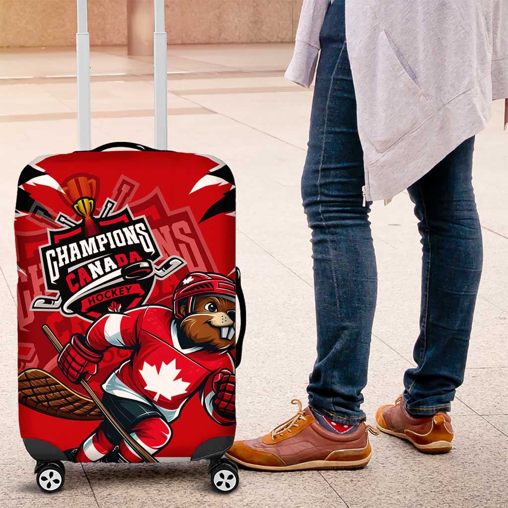 Champions Canada Hockey Luggage Cover Fierce Beaver on Ice