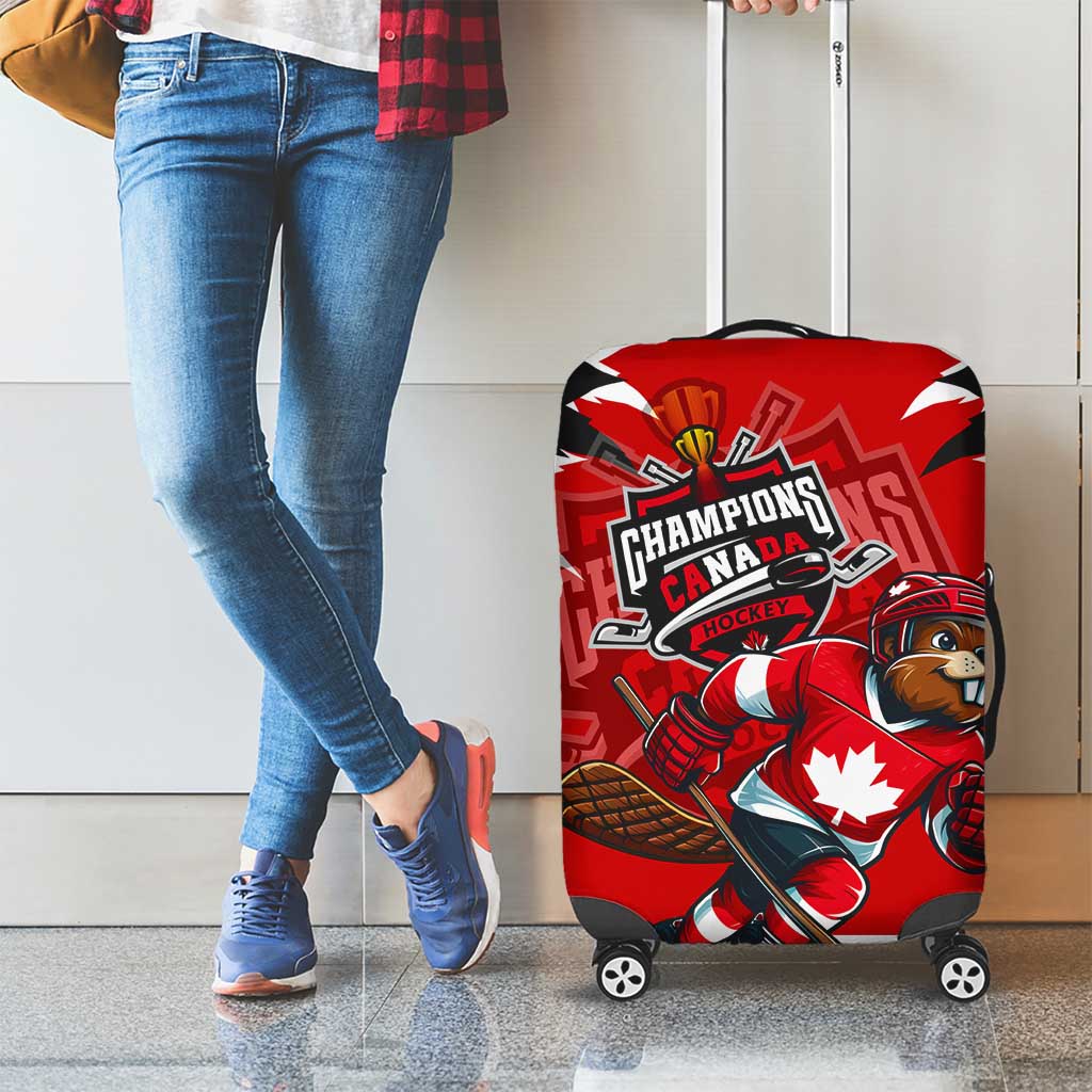 Champions Canada Hockey Luggage Cover Fierce Beaver on Ice