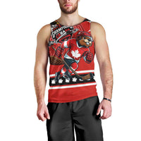 Personalized Champions Canada Hockey Men Tank Top Fierce Beaver on Ice