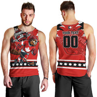 Personalized Champions Canada Hockey Men Tank Top Fierce Beaver on Ice
