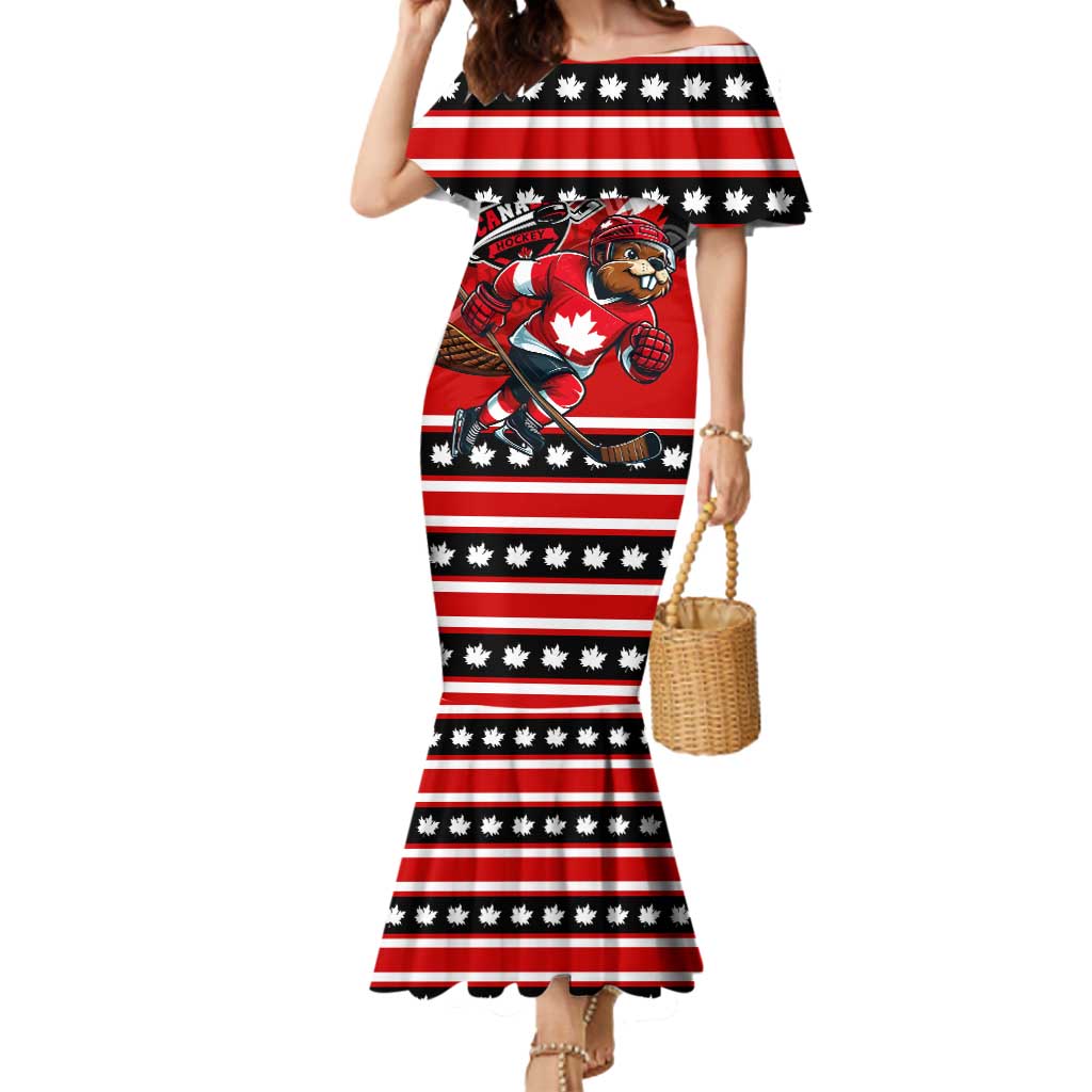 Personalized Champions Canada Hockey Mermaid Dress Fierce Beaver on Ice