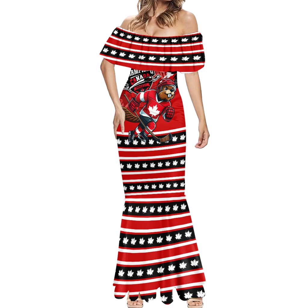 Personalized Champions Canada Hockey Mermaid Dress Fierce Beaver on Ice