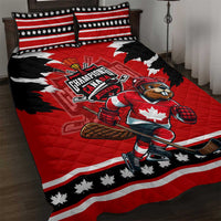 Champions Canada Hockey Quilt Bed Set Fierce Beaver on Ice