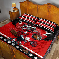 Champions Canada Hockey Quilt Bed Set Fierce Beaver on Ice
