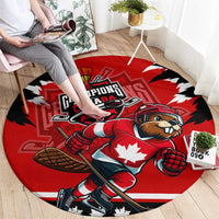 Champions Canada Hockey Round Carpet Fierce Beaver on Ice