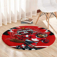 Champions Canada Hockey Round Carpet Fierce Beaver on Ice