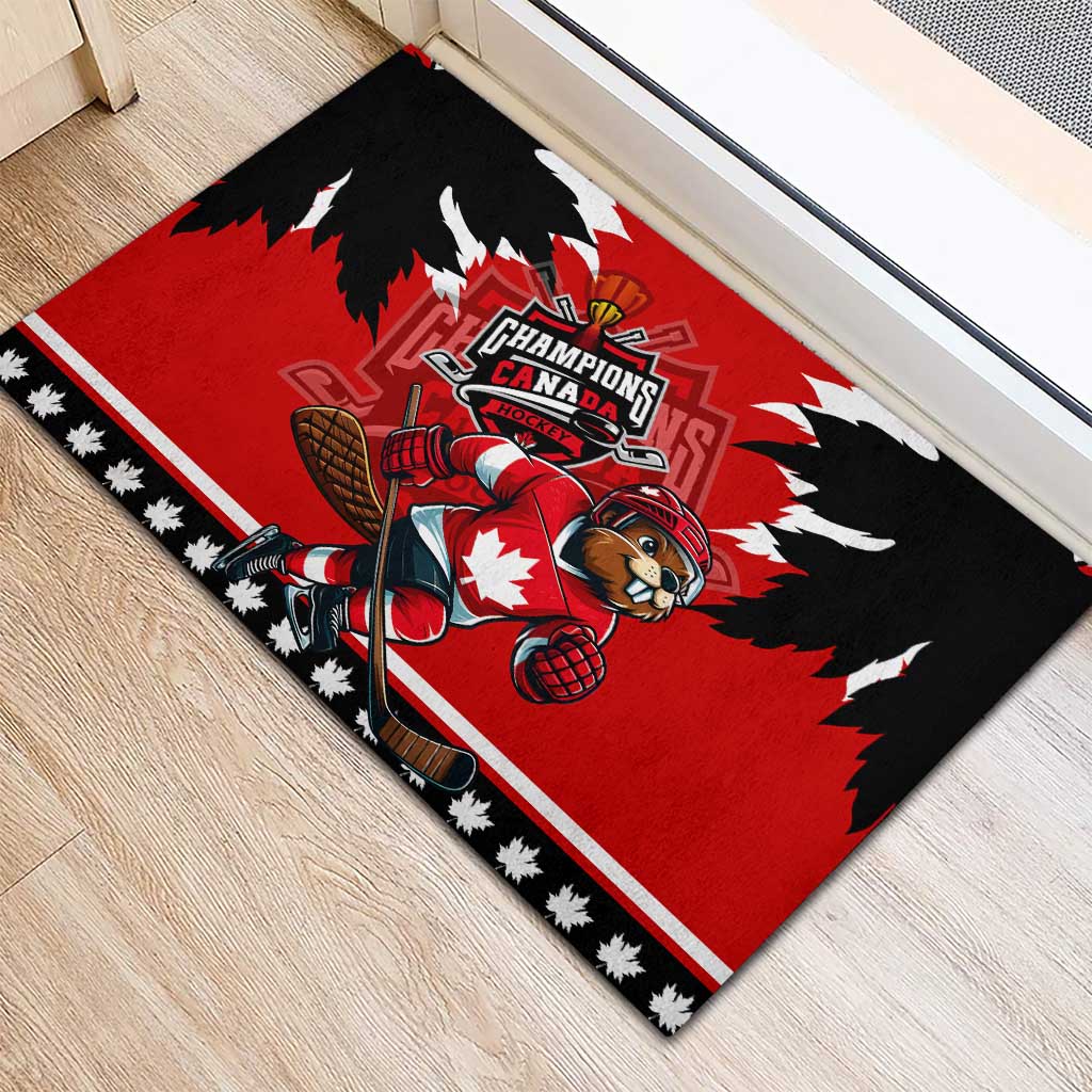Champions Canada Hockey Rubber Doormat Fierce Beaver on Ice