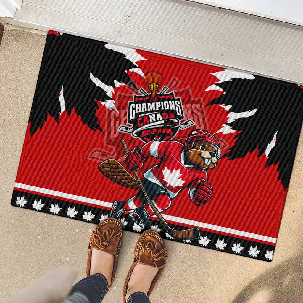 Champions Canada Hockey Rubber Doormat Fierce Beaver on Ice