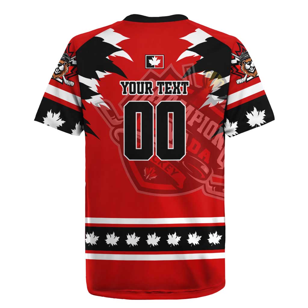 Personalized Champions Canada Hockey Rugby Jersey Fierce Beaver on Ice
